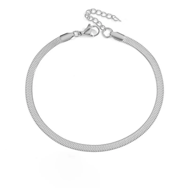 Anklet Flat Snake Chain Lobster Clasp Stainless Steel