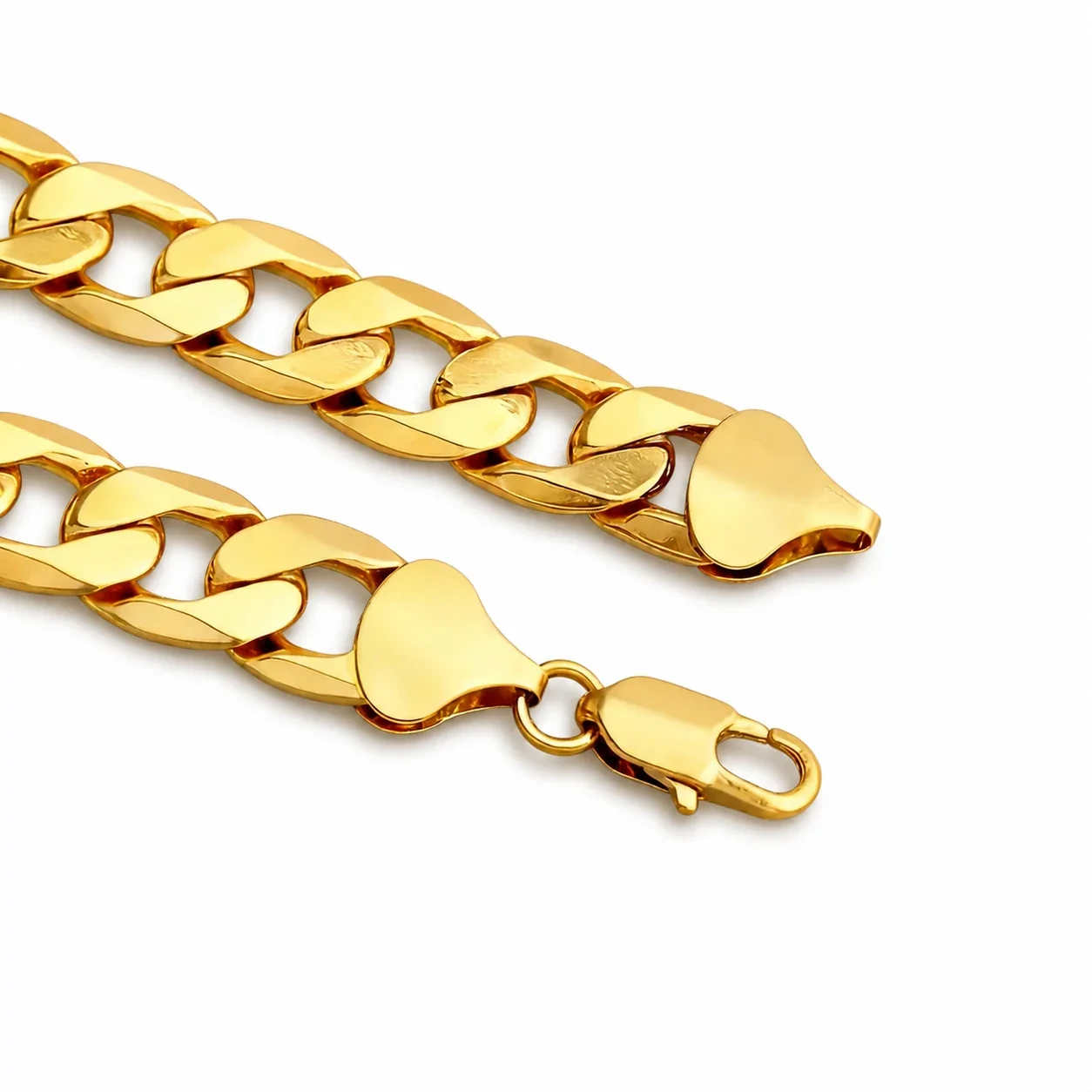 Bold Gold-Plated Flat Cuban Link Lobster Clasp Chain Necklace