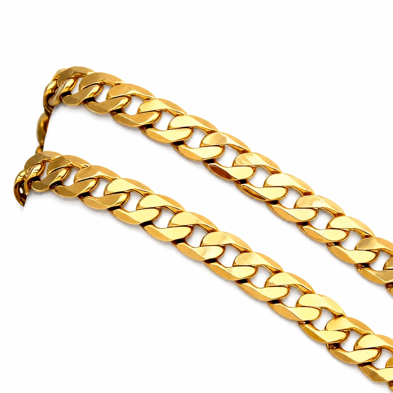Bold Gold-Plated Flat Cuban Link Lobster Clasp Chain Necklace