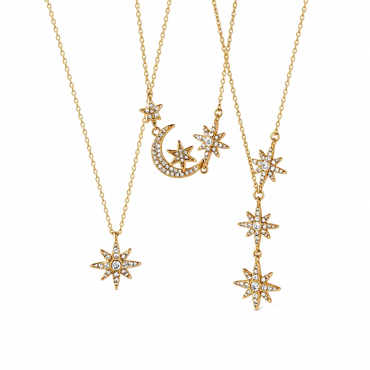 Celestial Gold PVD 316L Stainless Steel Star Y Necklace