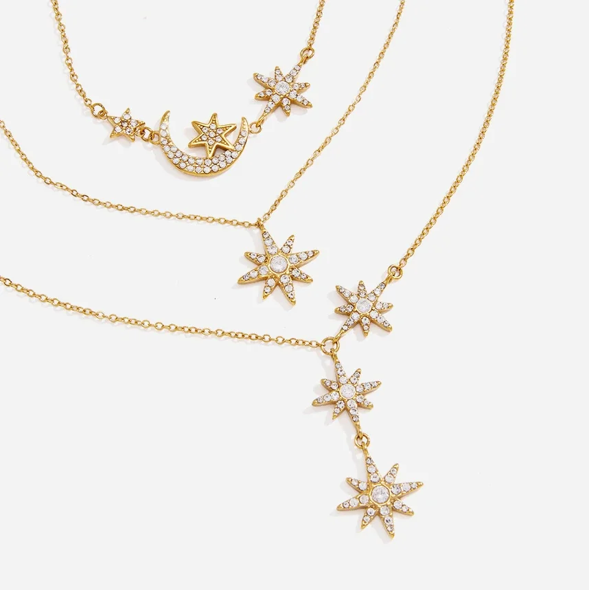 Celestial Gold PVD 316L Stainless Steel Star Y Necklace