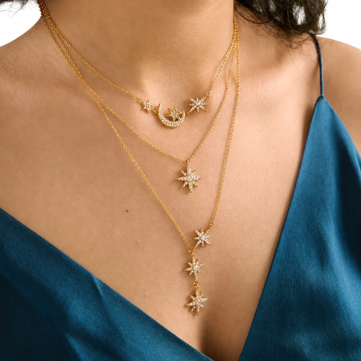 Celestial Gold PVD 316L Stainless Steel Star Y Necklace