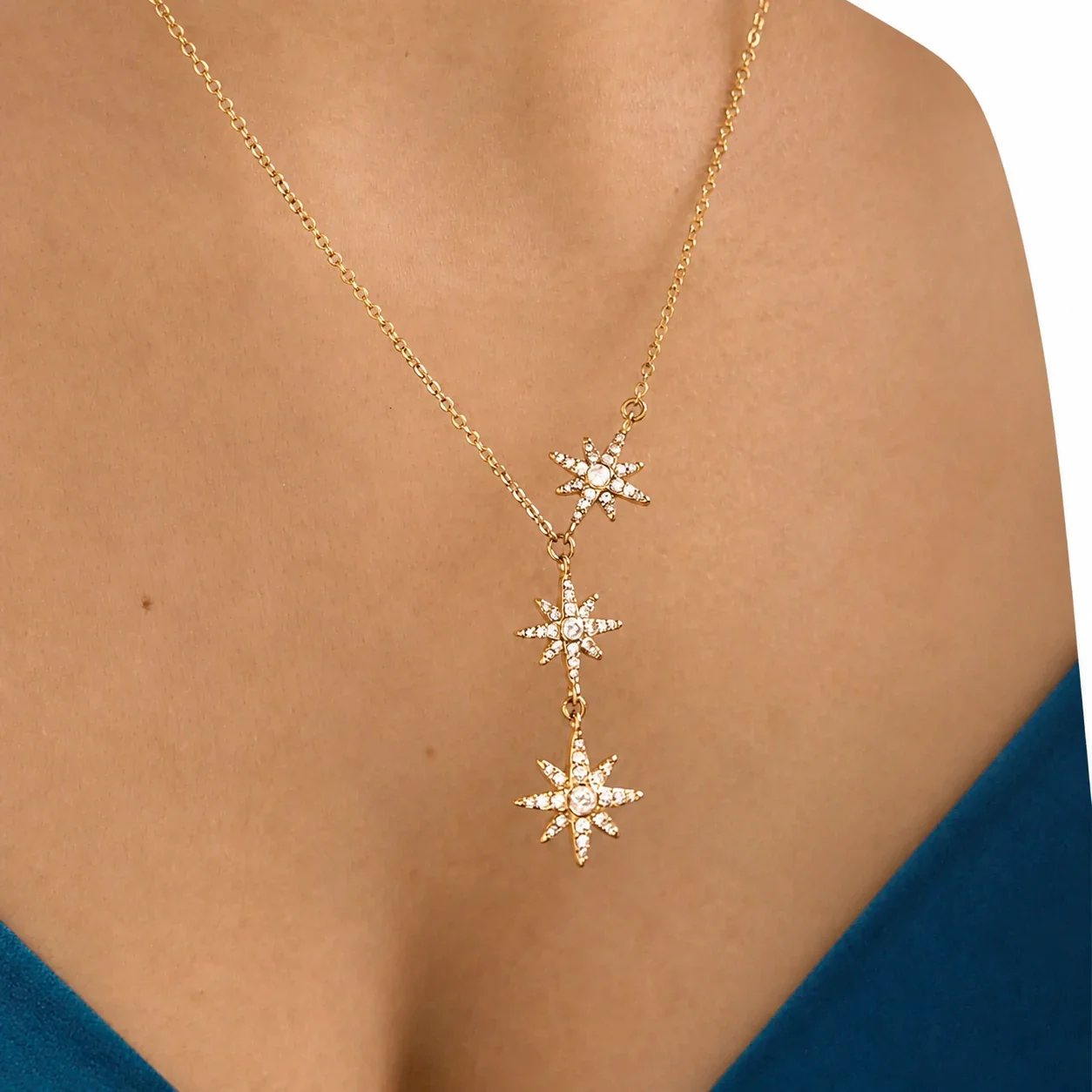 Celestial Gold PVD Starburst Crescent 316 Necklace