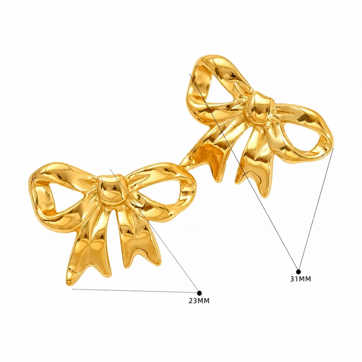 Polished 18K Gold-Plated Bow Open-Loop Stud Earrings