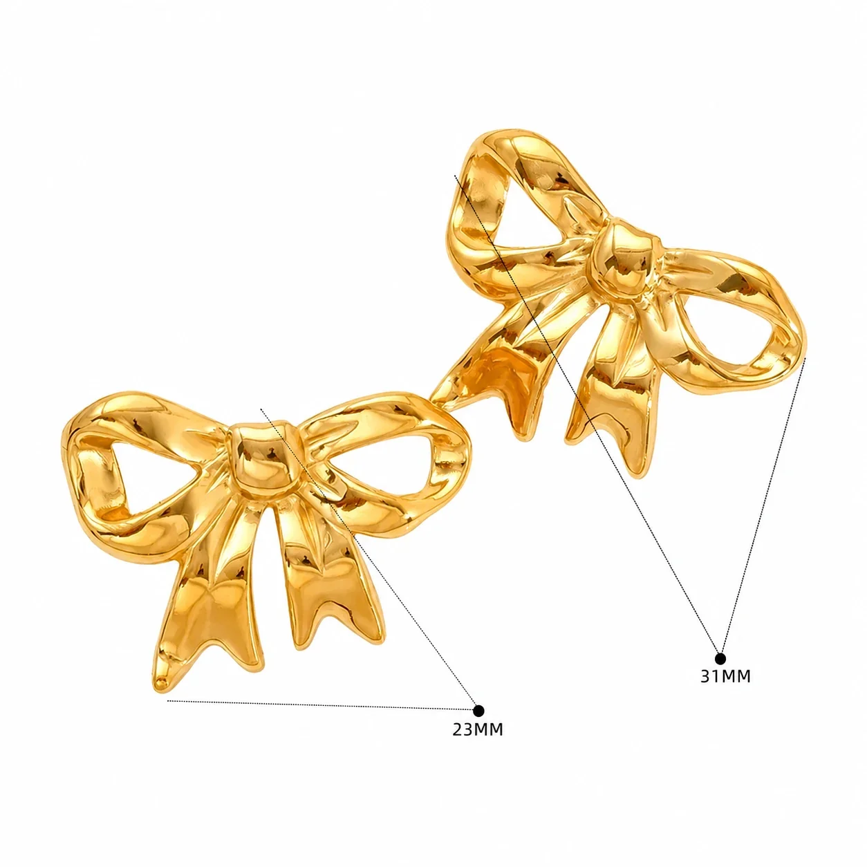 Polished 18K Gold-Plated Bow Open-Loop Stud Earrings - Gold Bow