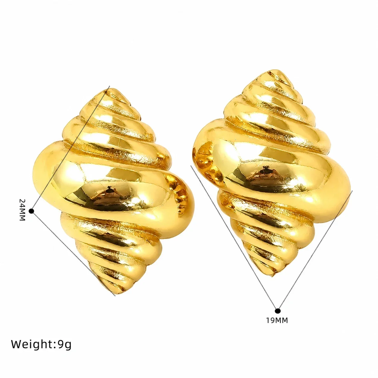 Polished 18K Gold-Plated Bow Open-Loop Stud Earrings - Gold Teardrop Texture