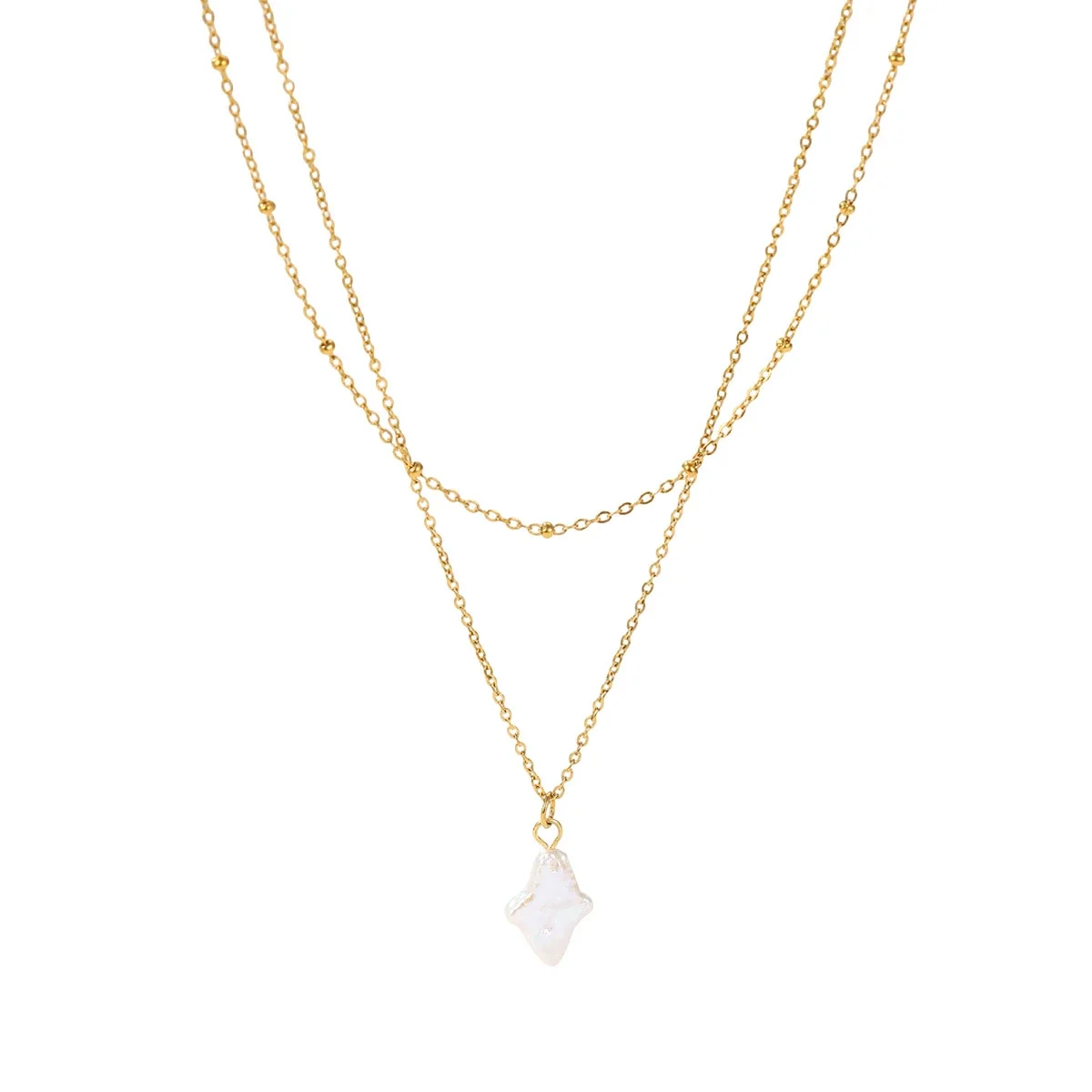 Gelaagde ketting met sterparel en 18K-vergulding