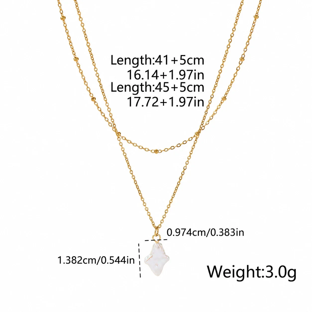 Gelaagde ketting met sterparel en 18K-vergulding productfoto