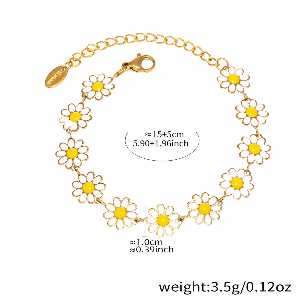 Playful 18K Gold-Plated Enamel Daisy Link Jewelry Set - Gold Daisy + cm