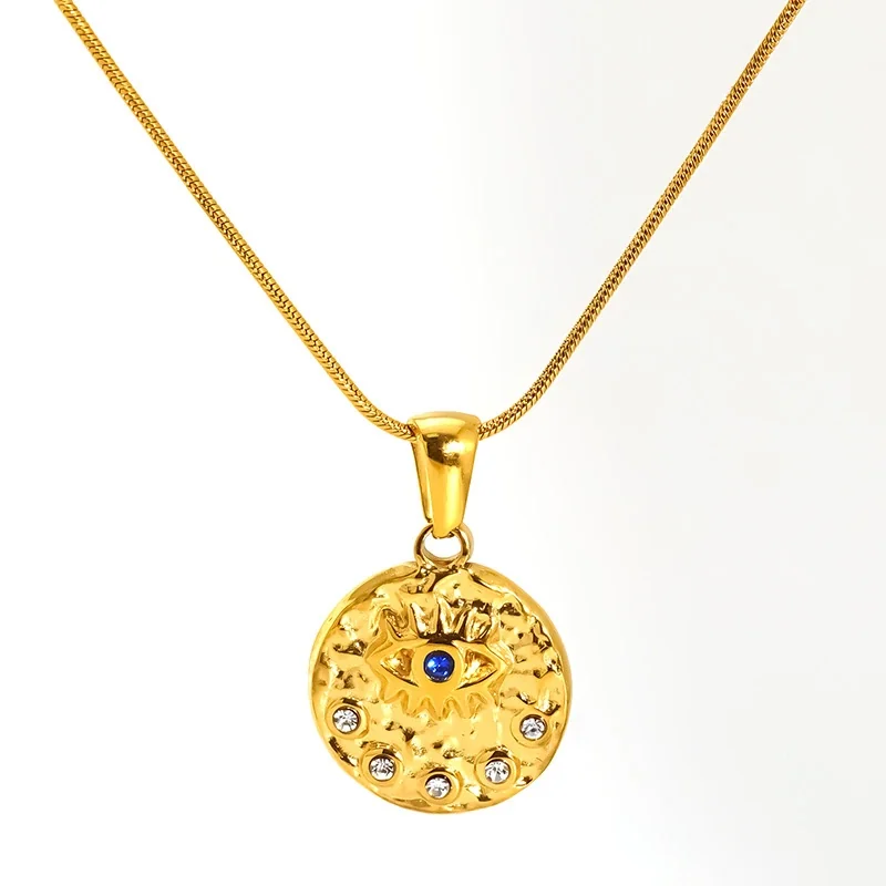 Bohemian Gold-Plated Snake Chain Turquoise Pendant Necklace