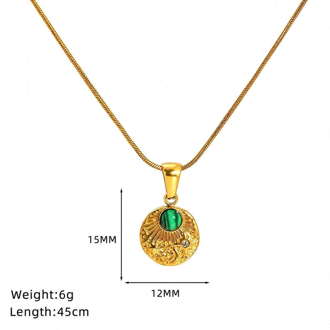 Bohemian Gold-Plated Snake Chain Turquoise Pendant Necklace - Gold Evil Eye Coin