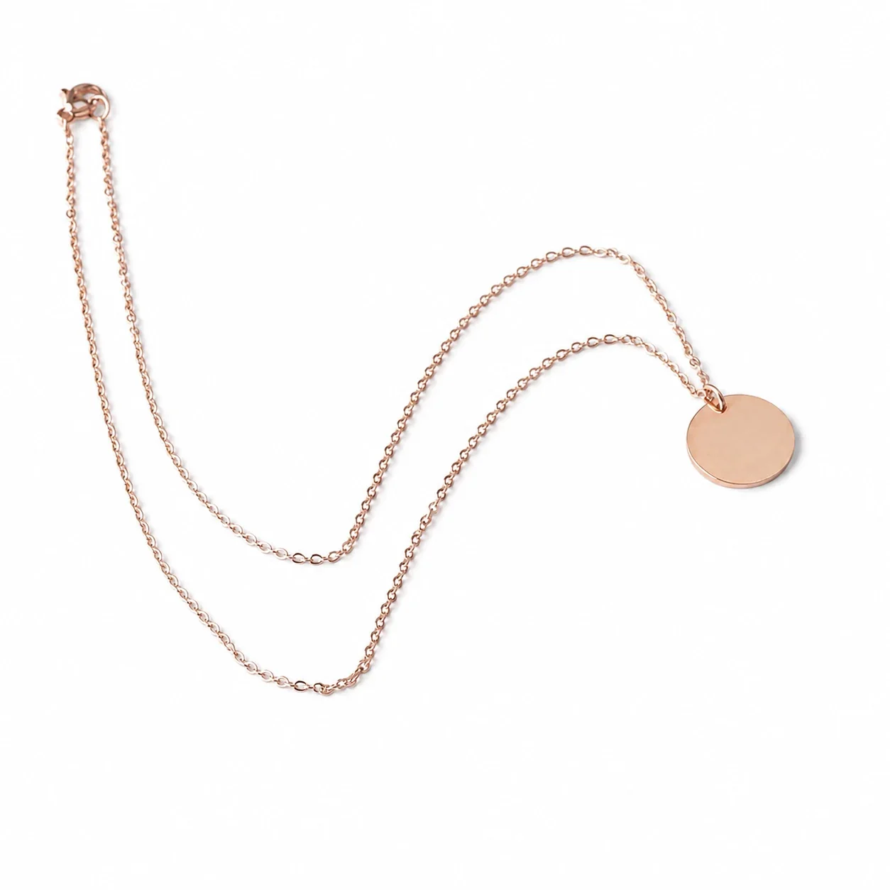 Polished Stainless Steel Round Disc Cable Chain Necklace