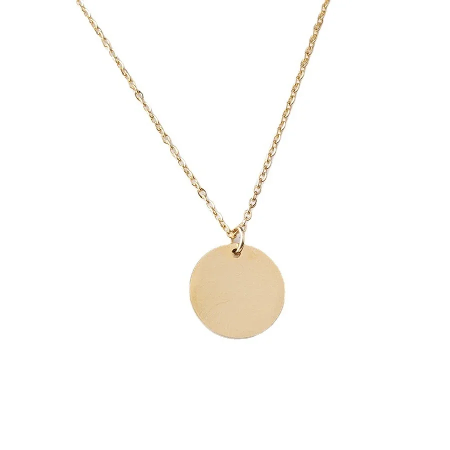Polished Stainless Steel Round Disc Cable Chain Necklace
