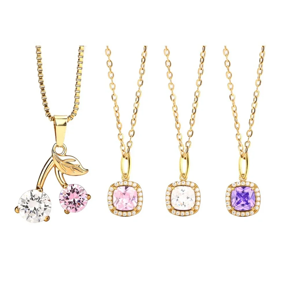 Playful 316 Stainless Steel CZ Pendant Necklace