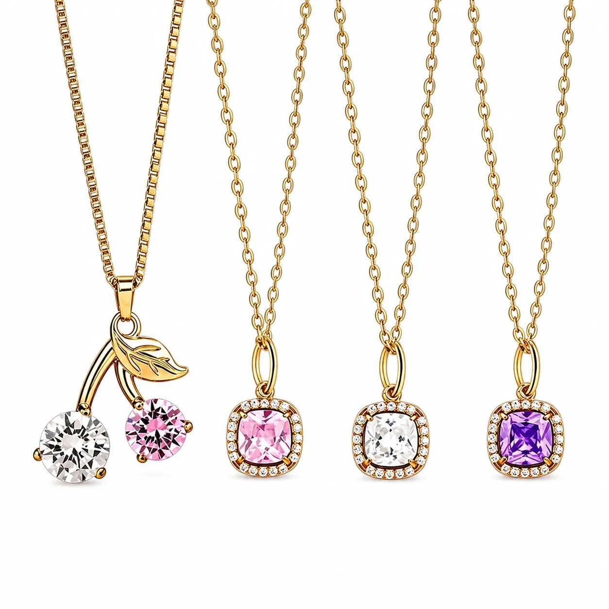Playful 316 Stainless Steel CZ Pendant Necklace