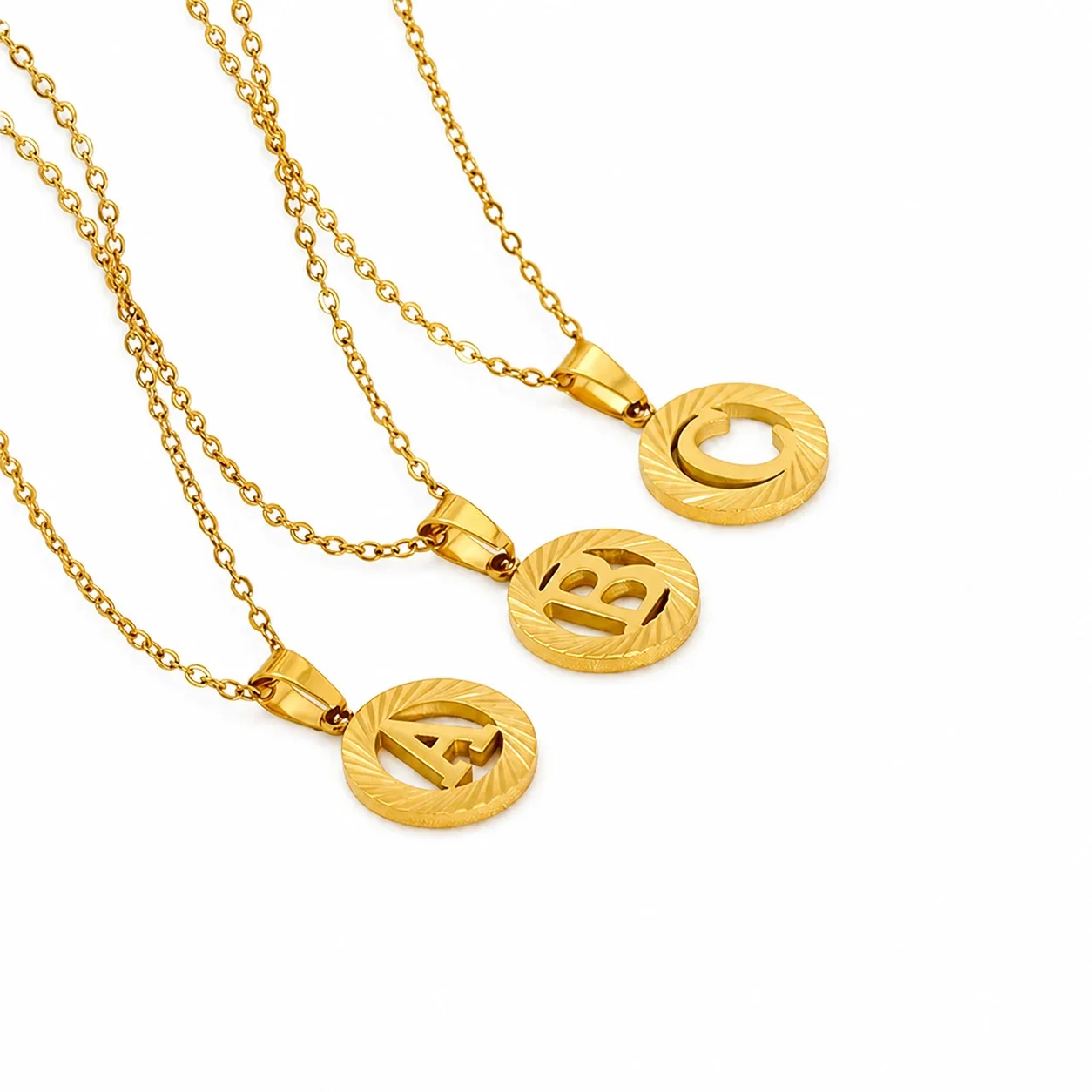 Sunburst 18K Gold-Plated Stainless Steel Initial Necklace