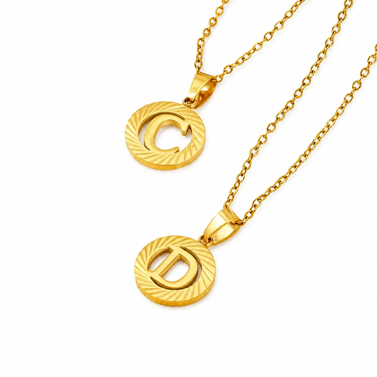 Sunburst 18K Gold-Plated Stainless Steel Initial Necklace