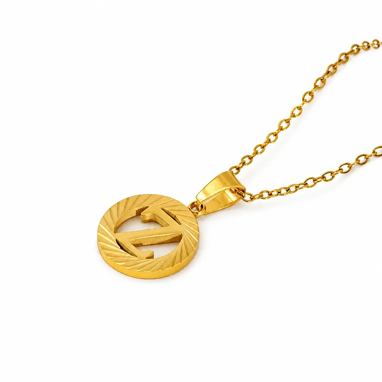 Sunburst 18K Gold-Plated Stainless Steel Initial Necklace