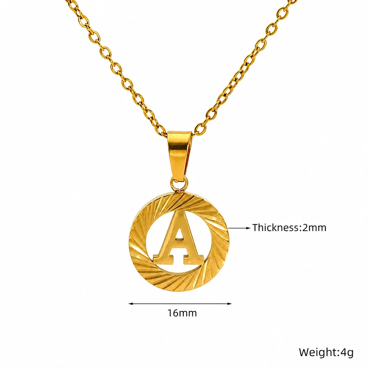 Sunburst 18K Gold-Plated Stainless Steel Initial Necklace - Gold A