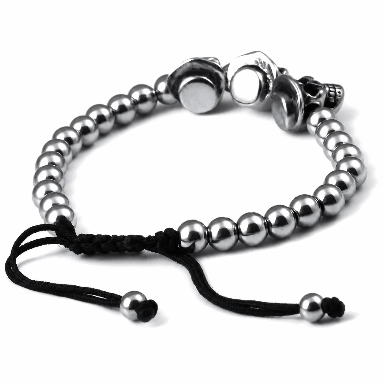 Edgy 316 Stainless Steel Skull Beaded Bracelet