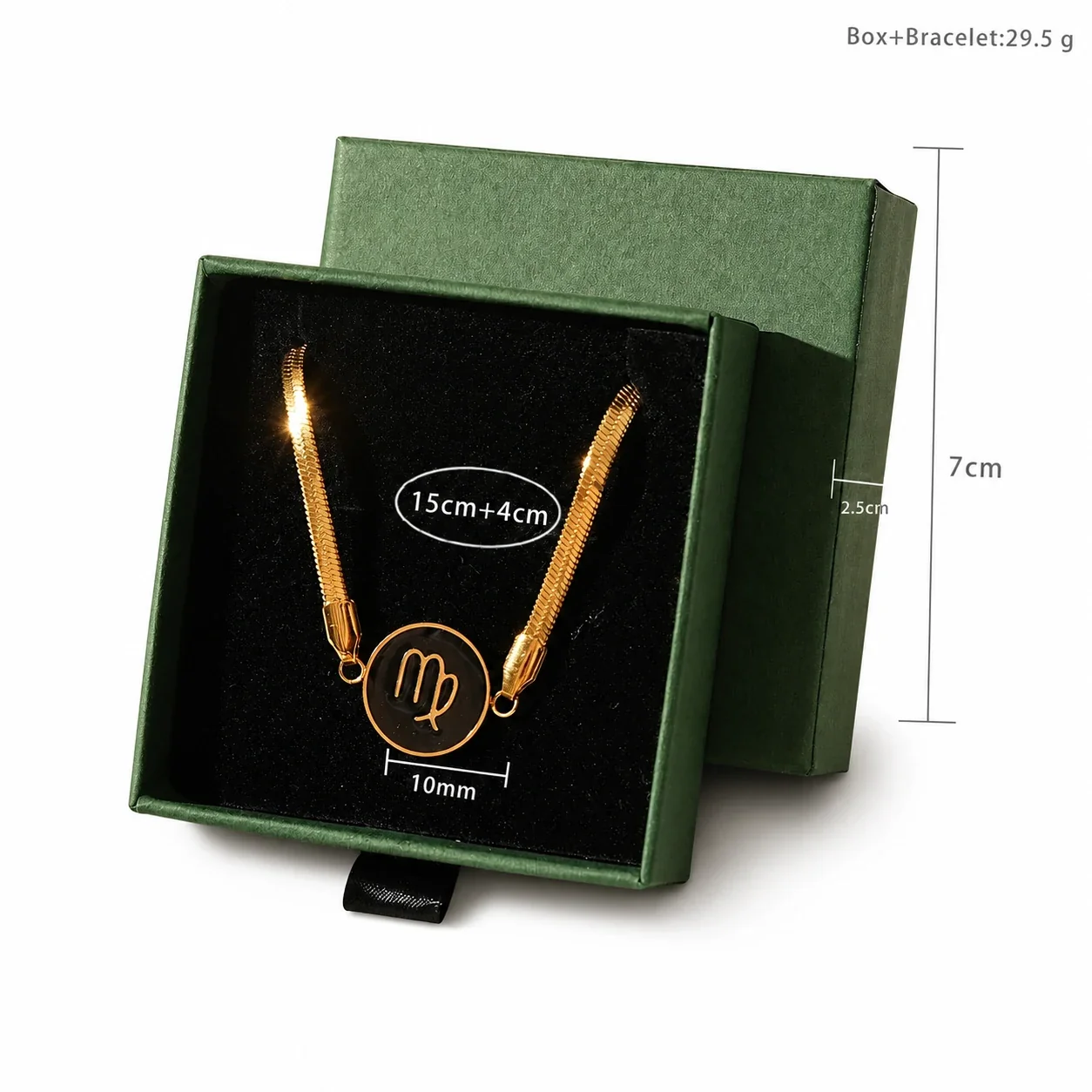 Celestial Gold-Plated Snake Chain Black Zodiac Bracelet - Gold Virgo Box