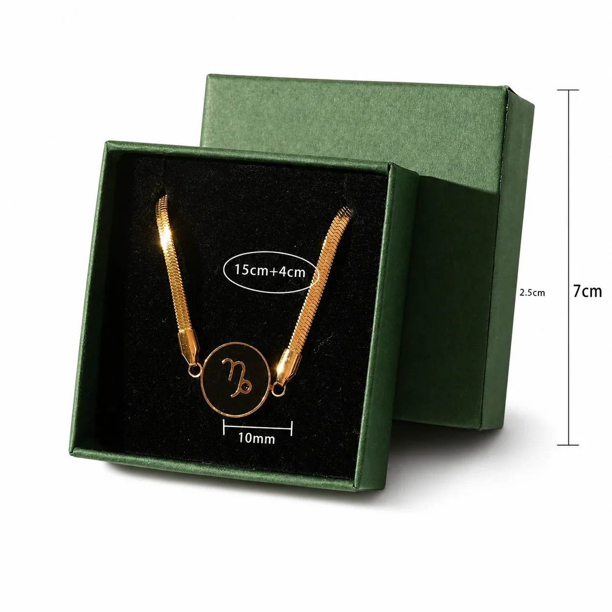 Celestial Gold-Plated Snake Chain Black Zodiac Bracelet - Gold Capricorn Box