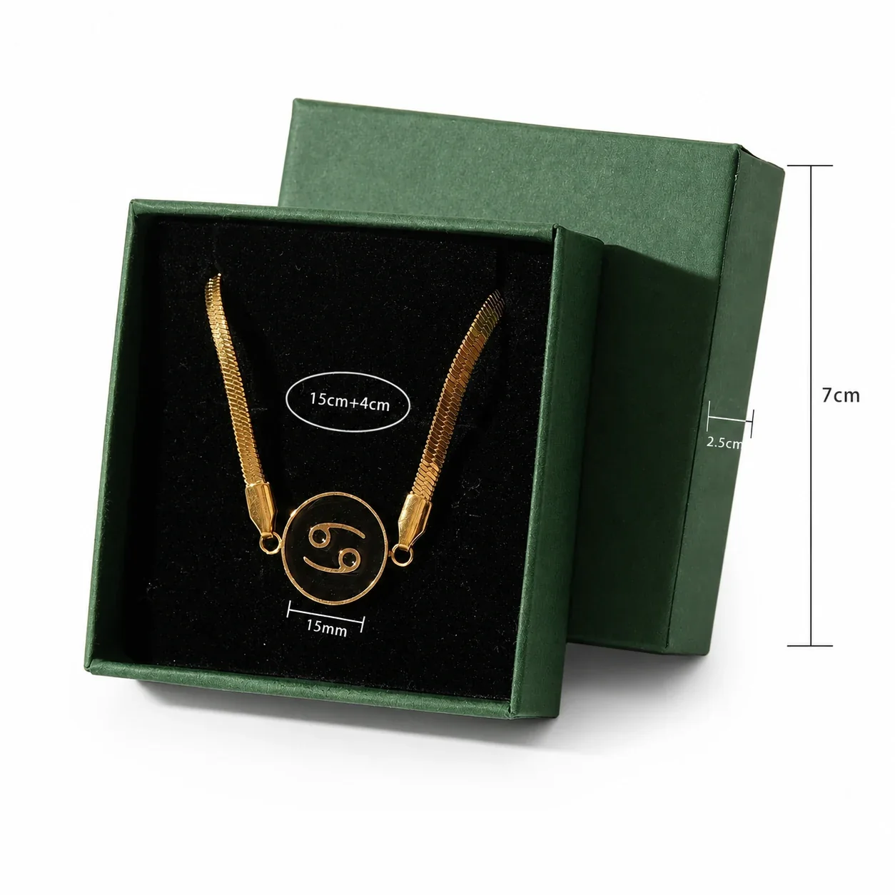 Celestial Gold-Plated Snake Chain Black Zodiac Bracelet - Gold Cancer Box
