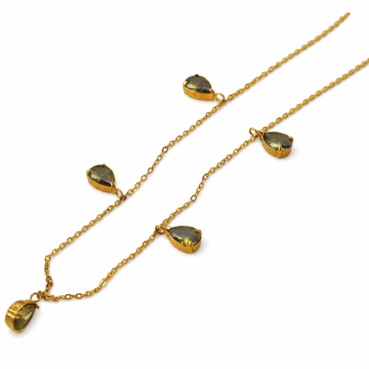 Refined Gold-Plated 316 Steel Pear Crystal Necklace