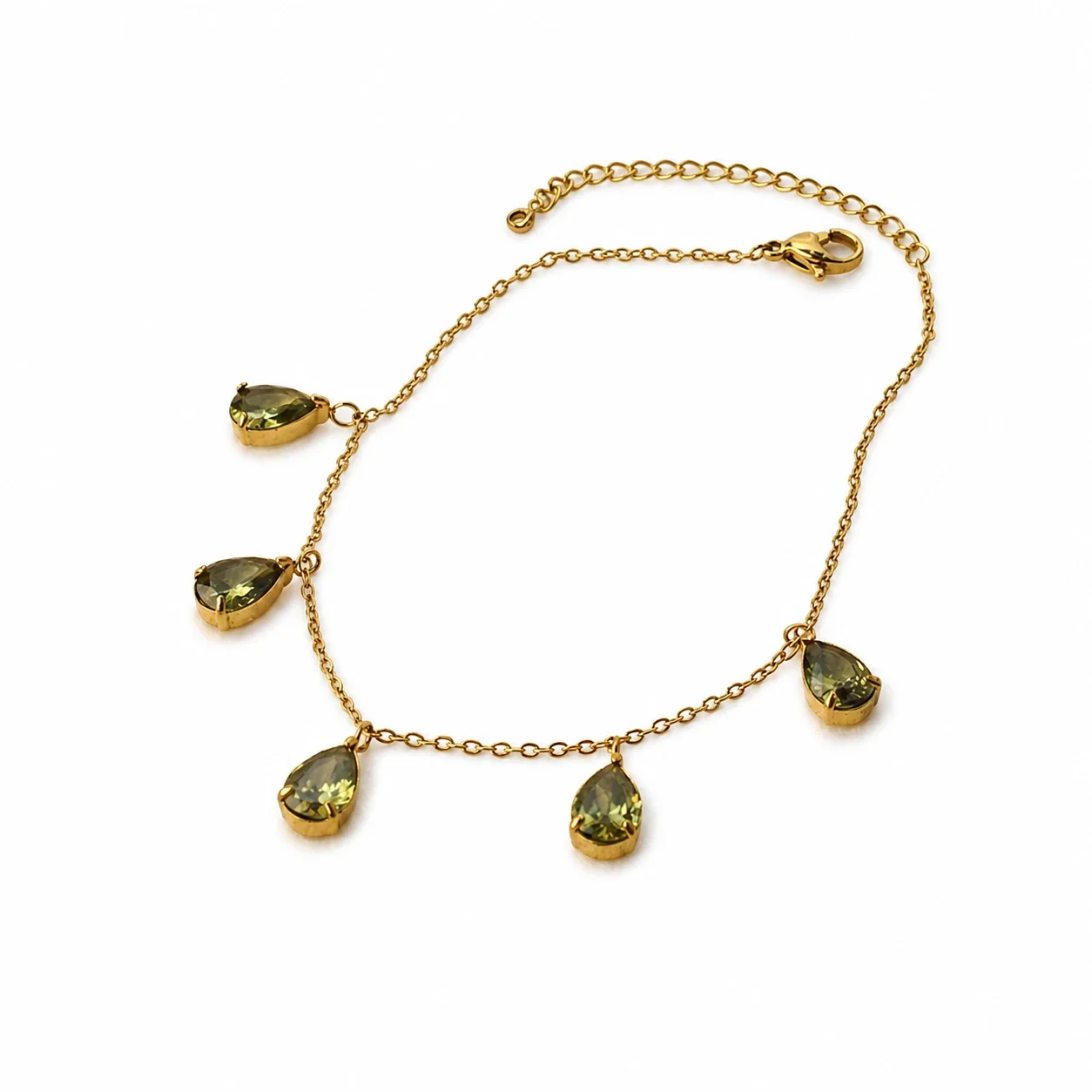 Refined Gold-Plated 316 Steel Pear Crystal Necklace