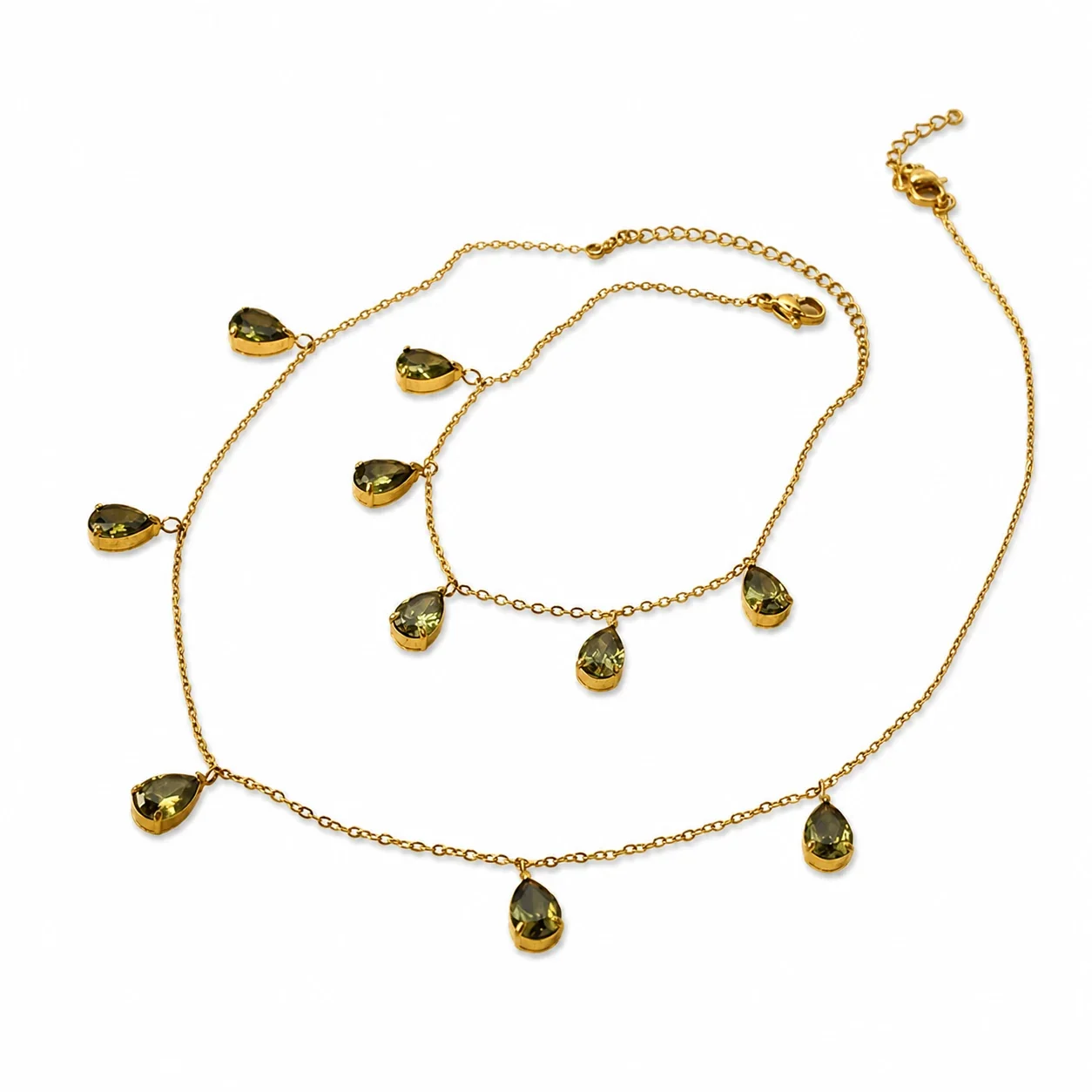 Refined Gold-Plated 316 Steel Pear Crystal Necklace