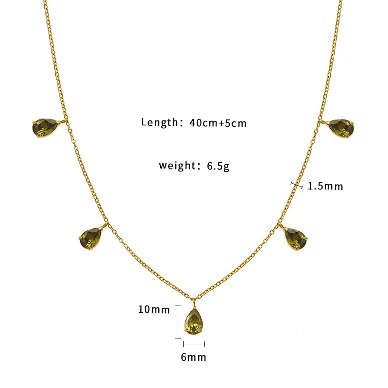 Refined Gold-Plated 316 Steel Pear Crystal Necklace