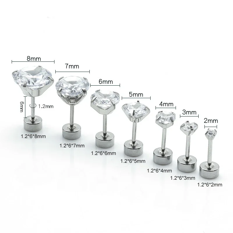 Bright 316 Stainless Steel Four-Prong CZ Stud Earring