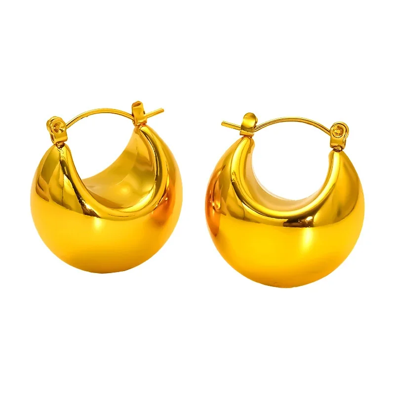 Bold Gold-Plated Crescent Hoop Earrings