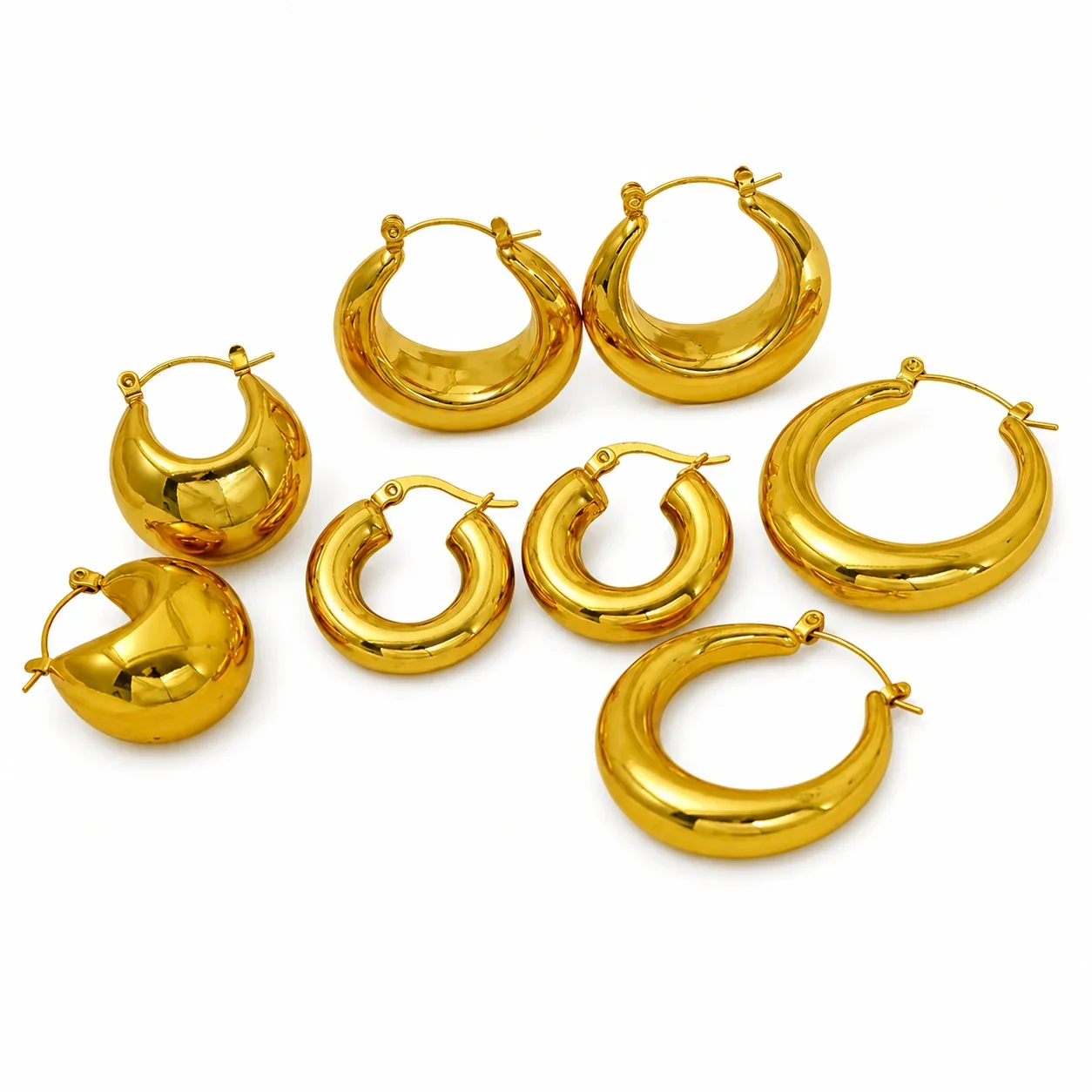 Bold Gold-Plated Crescent Hoop Earrings