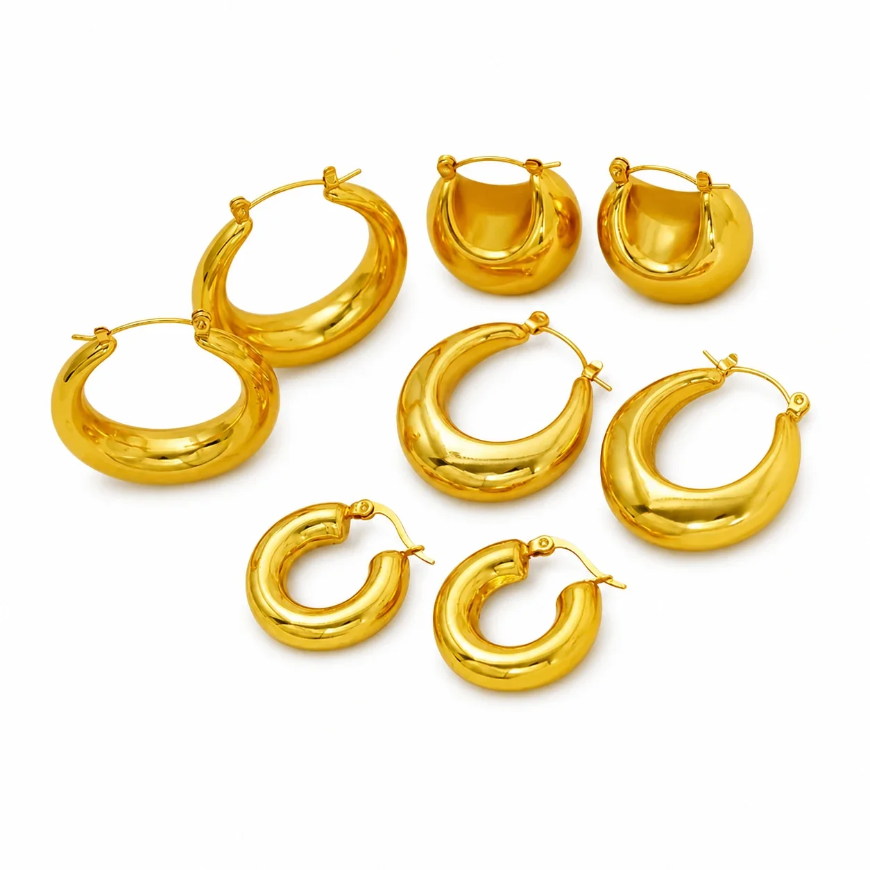 Bold Gold-Plated Crescent Hoop Earrings