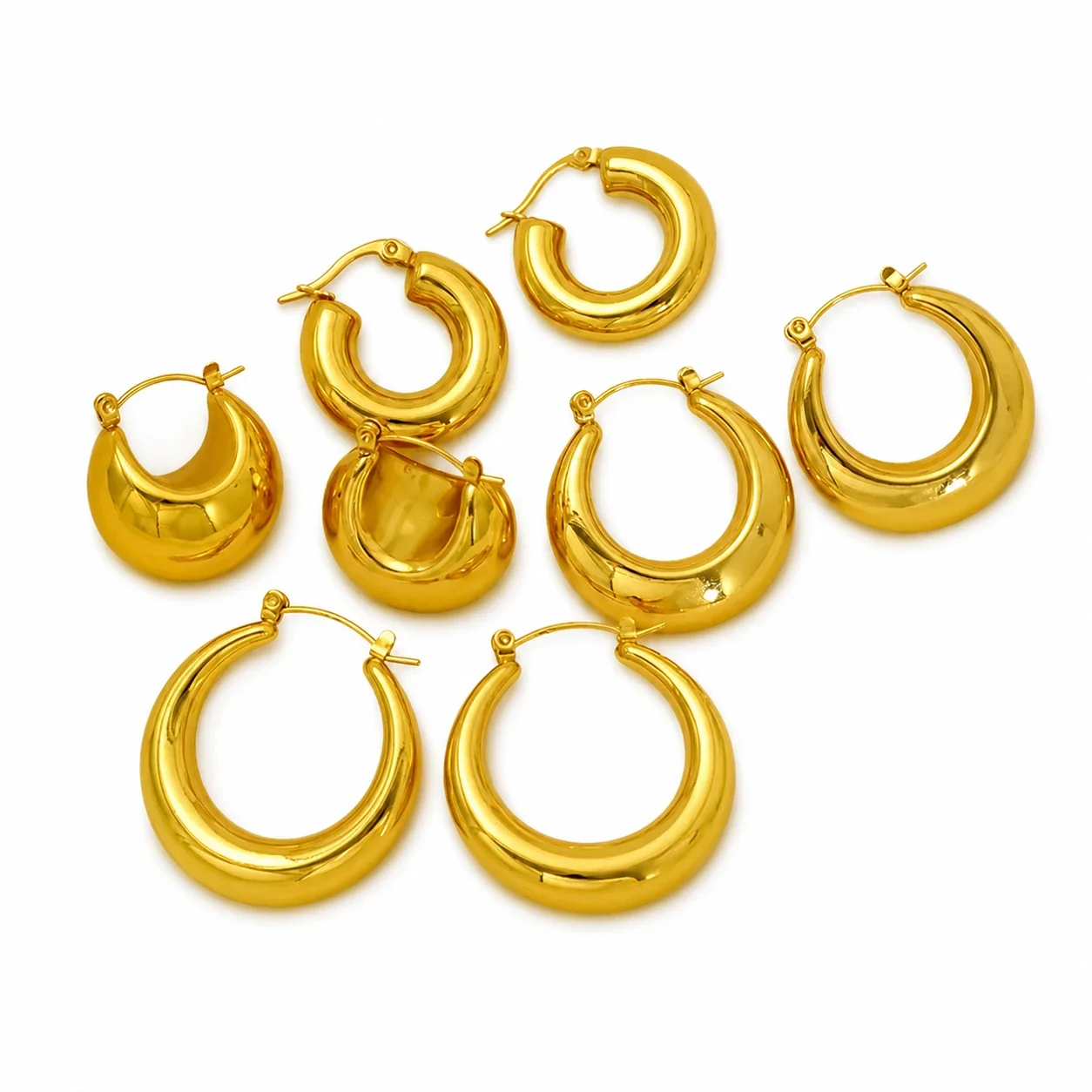 Bold Gold-Plated Crescent Hoop Earrings