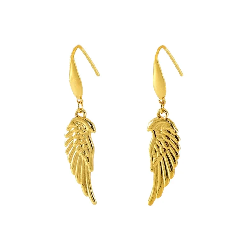 Winged 18K Gold-Plated 316 Stainless Steel Drop Earrings
