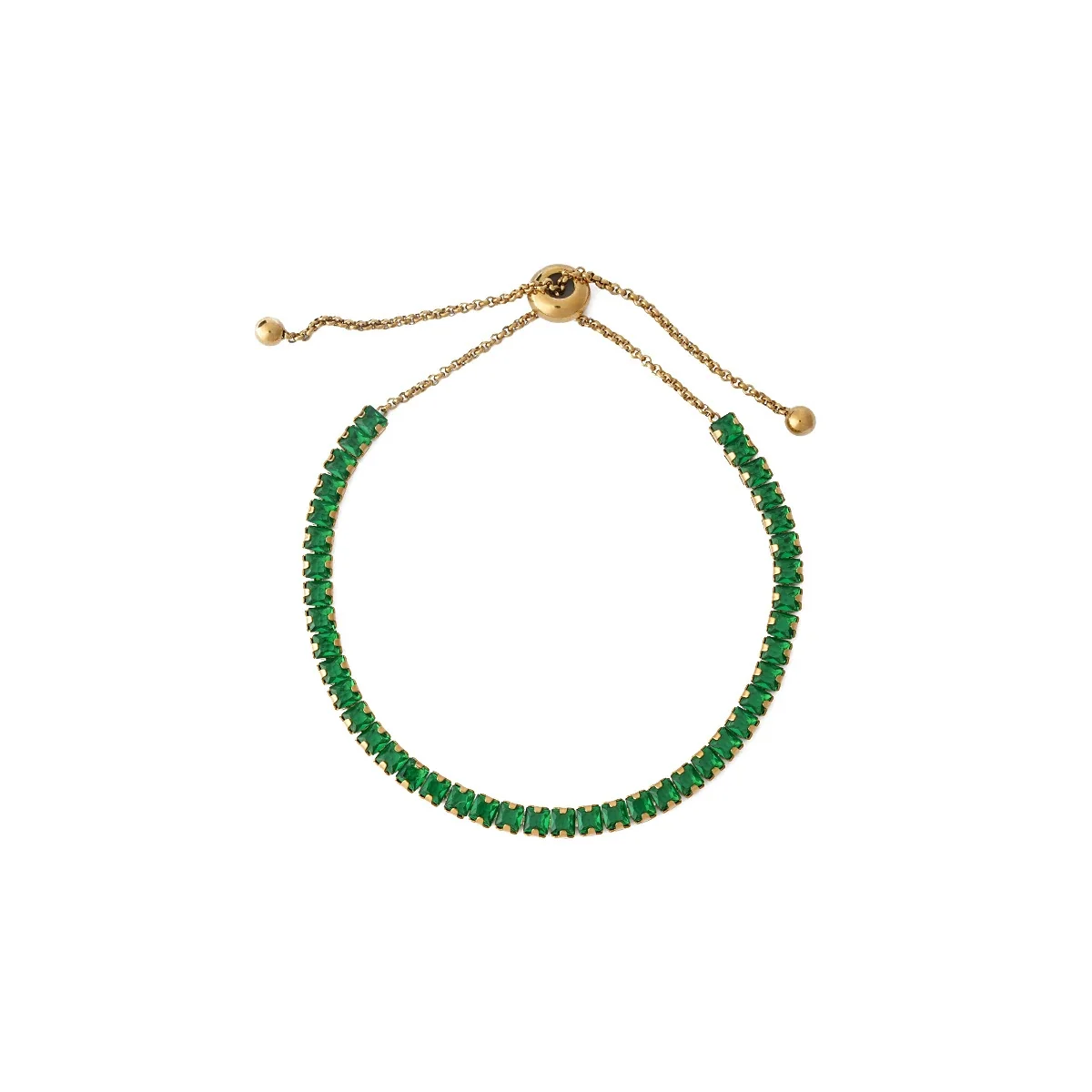 Vivid Gold-Plated Emerald-Cut CZ Slider Bracelet