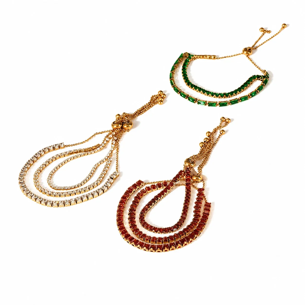 Vivid Gold-Plated Emerald-Cut CZ Slider Bracelet