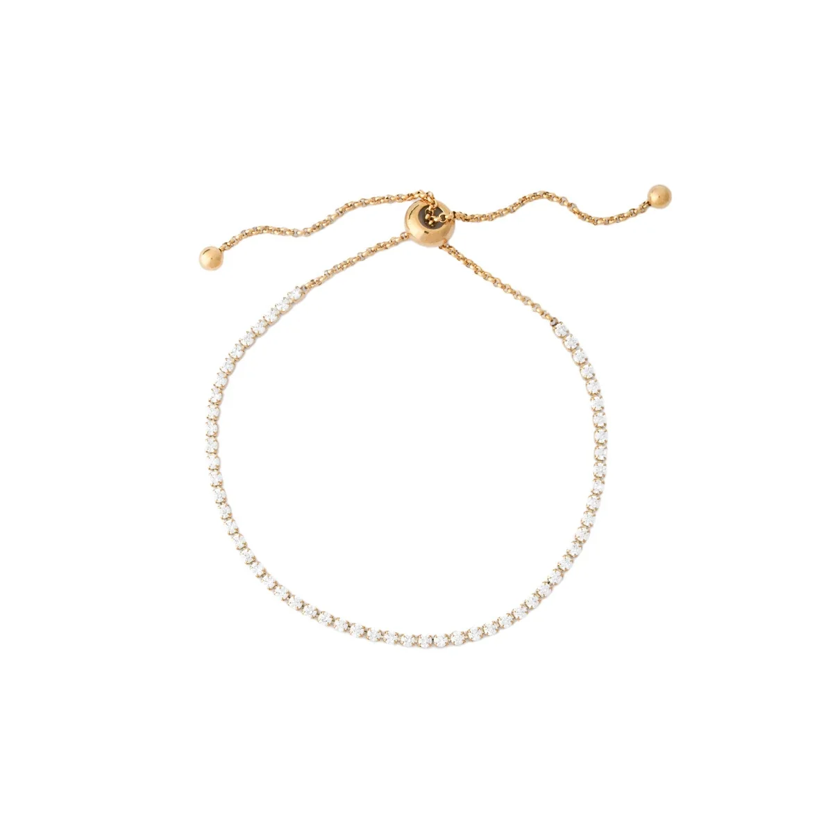 Vivid Gold-Plated Emerald-Cut CZ Slider Bracelet