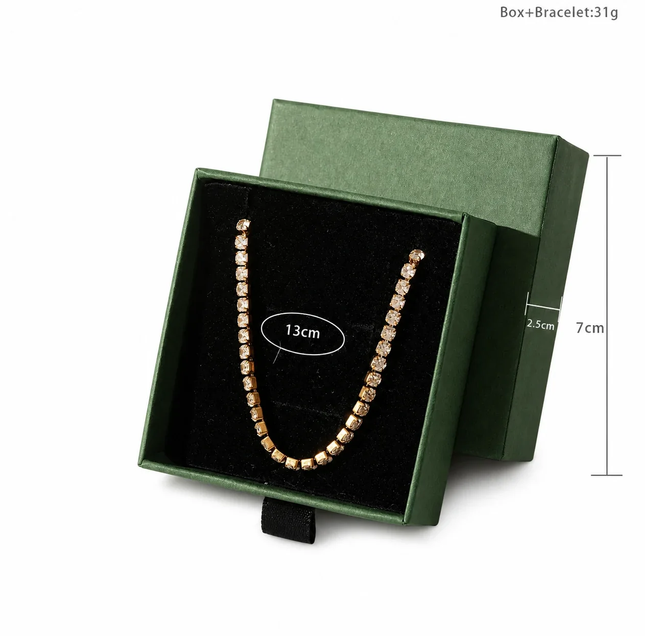 Vivid Gold-Plated Emerald-Cut CZ Slider Bracelet - Gold Clear CZ 3x3 Boxed