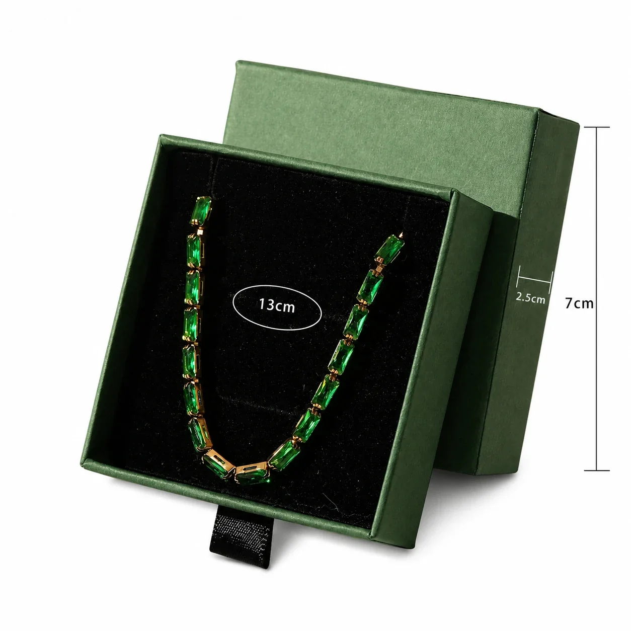 Vivid Gold-Plated Emerald-Cut CZ Slider Bracelet - Gold Emerald CZ 3x6 Boxed