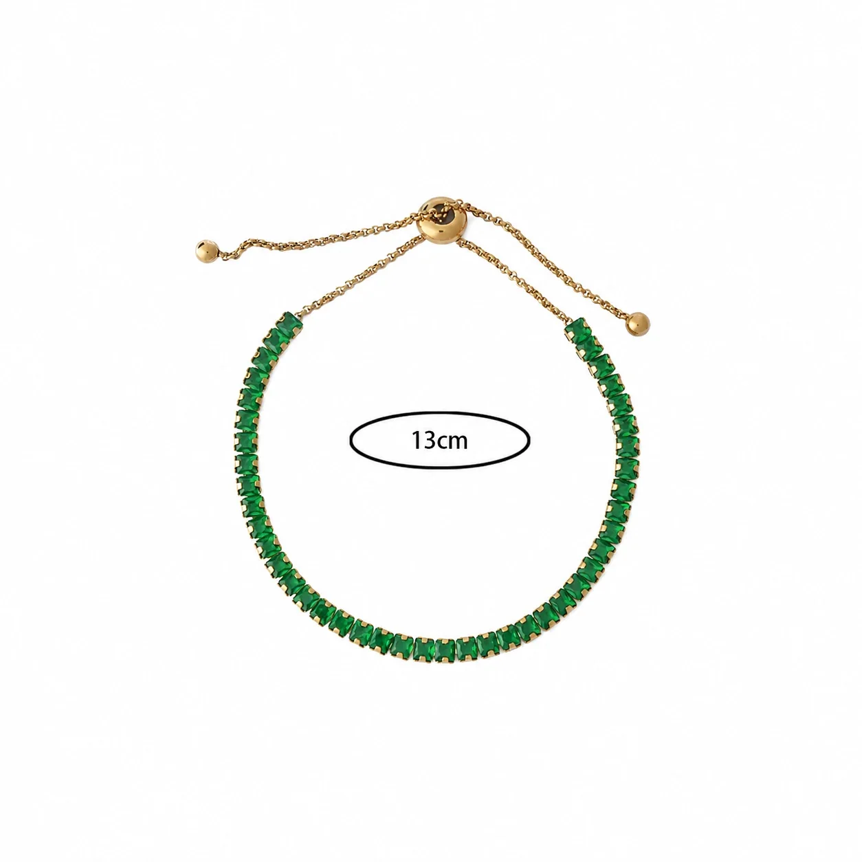 Vivid Gold-Plated Emerald-Cut CZ Slider Bracelet - Gold Emerald CZ 3x3 Bag
