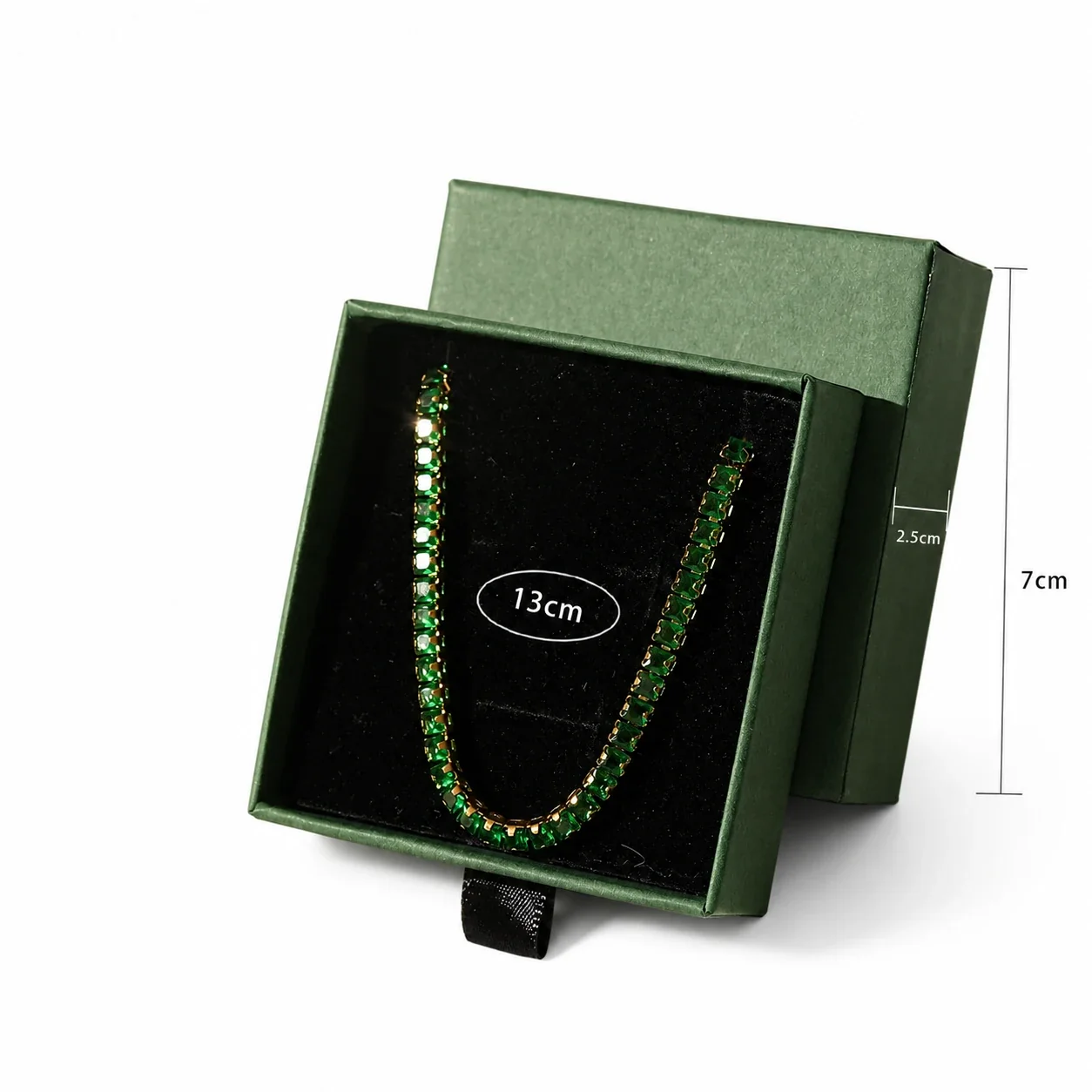 Vivid Gold-Plated Emerald-Cut CZ Slider Bracelet - Gold Emerald CZ 3x3 Boxed
