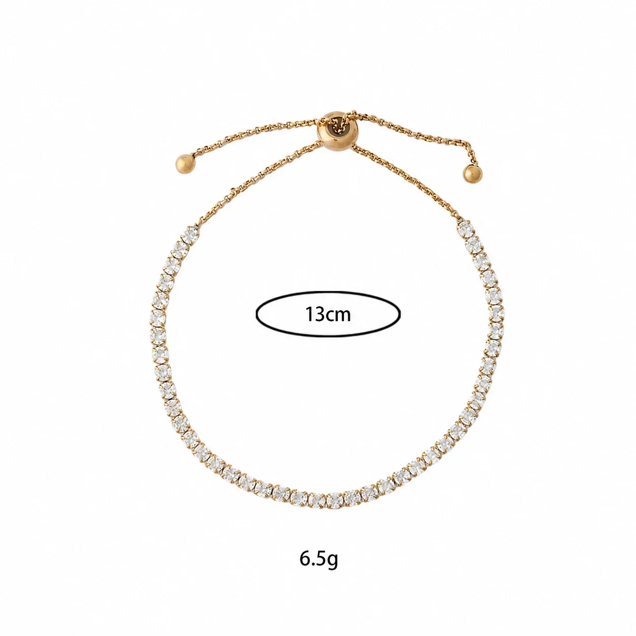 Vivid Gold-Plated Emerald-Cut CZ Slider Bracelet - Gold Clear CZ 3x5 Bag