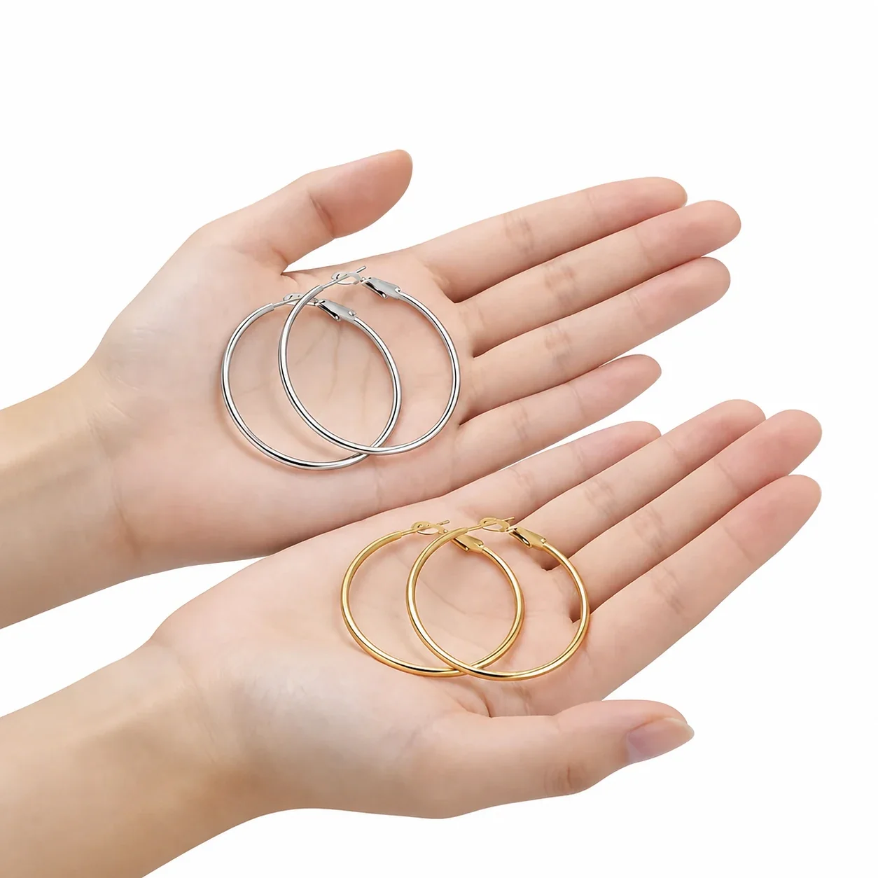 Polished 316 Stainless Steel Tube Hoop Earrings
