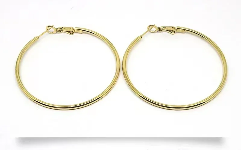 Polished 316 Stainless Steel Tube Hoop Earrings - Gold mm