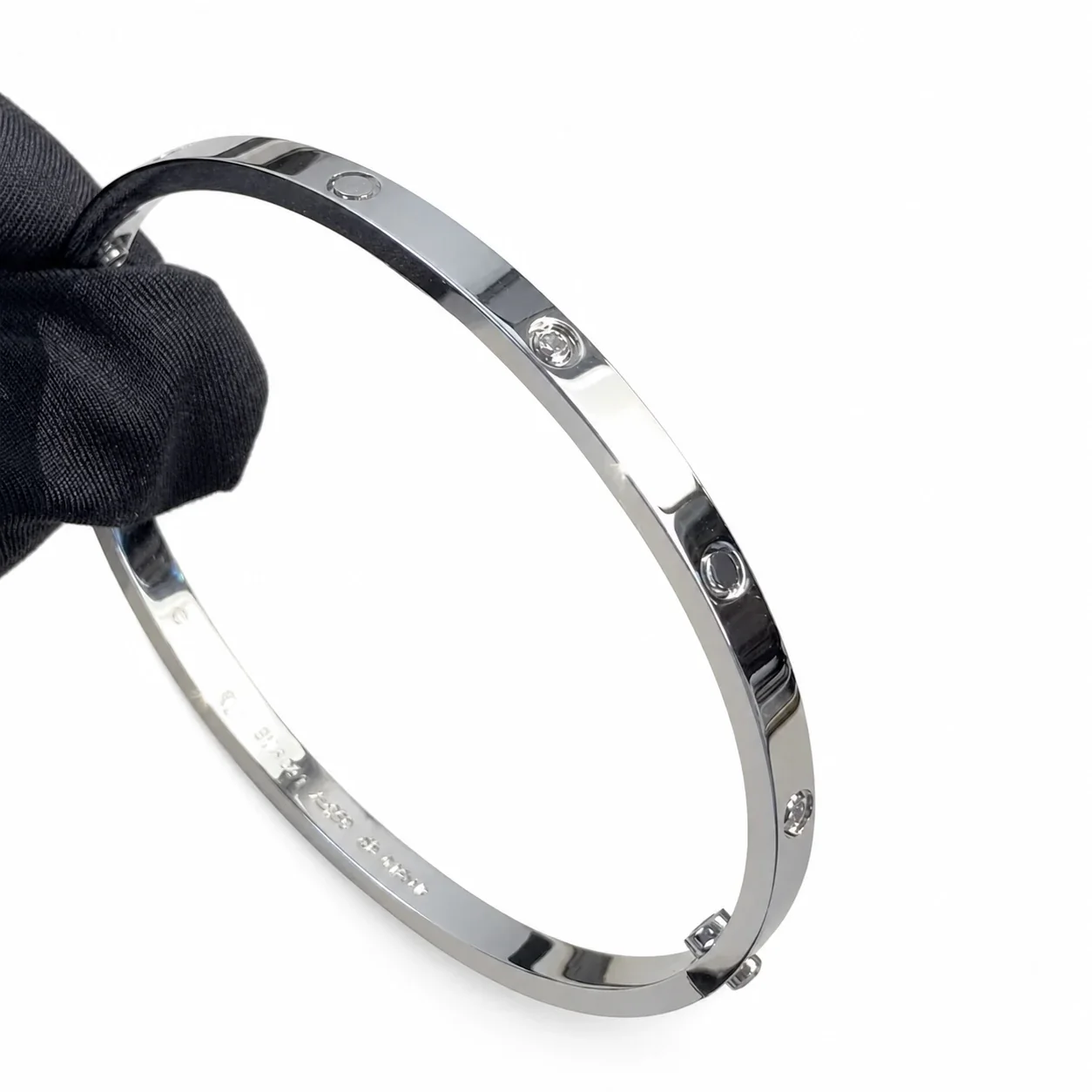 Polished Stainless Steel Screw Detail Bangle Bracelet