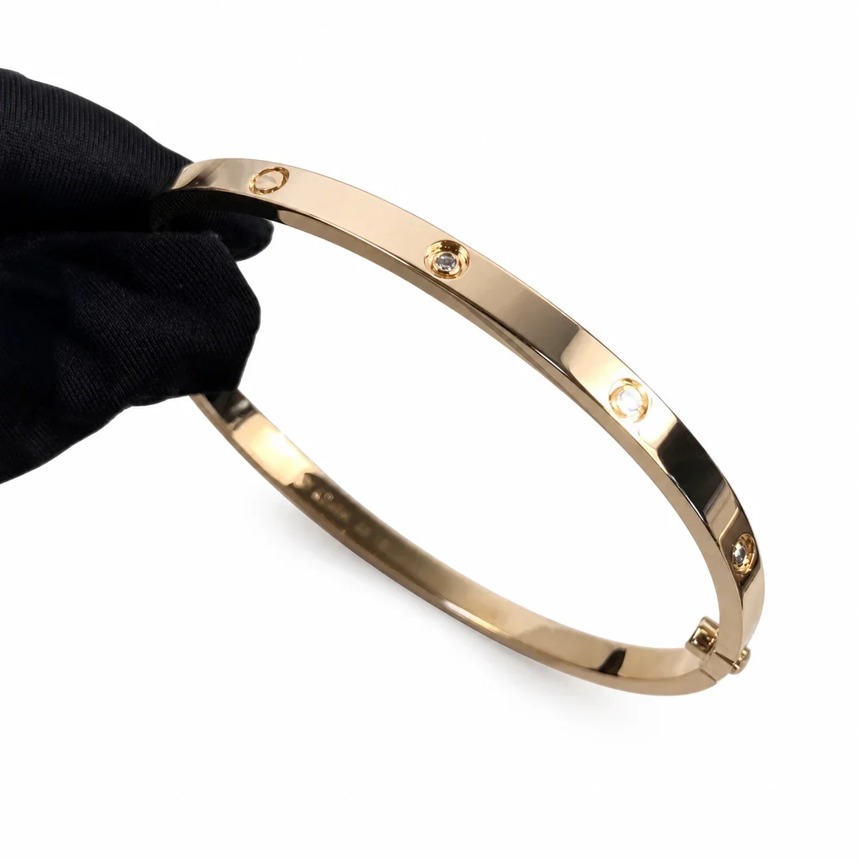 Polished Stainless Steel Screw Detail Bangle Bracelet