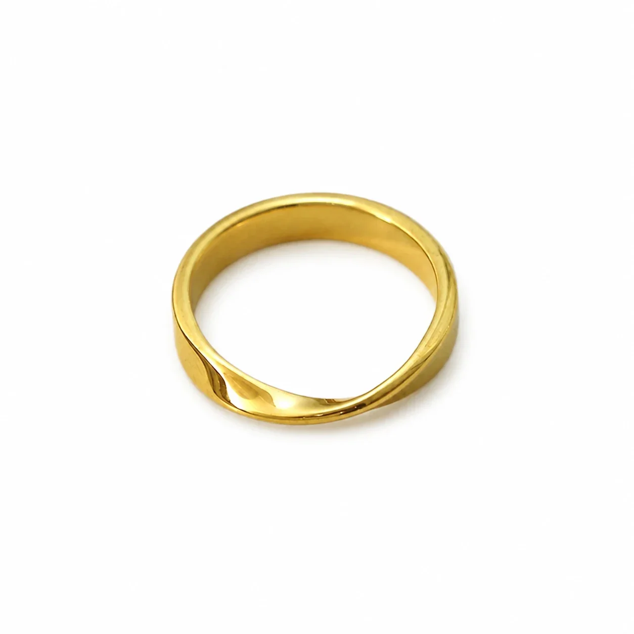 Sculptural Gold-Plated Mobius Band Ring